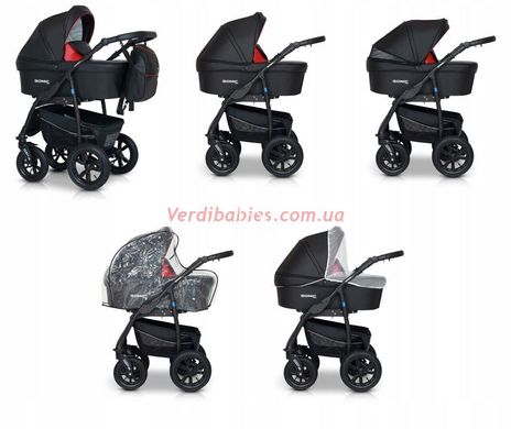 Детская коляска 3 в 1 Verdi Sonic Plus 06 grey/black текстиль/экокожа