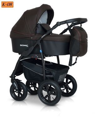 Детская коляска 3 в 1 Verdi Sonic Plus 08 brown/black текстиль/экокожа