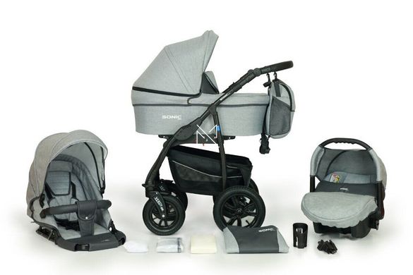 Детская коляска 3 в 1 Verdi Sonic Plus 15 light grey текстиль